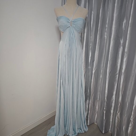 A.L.C. Moira Satin Pleated Maxi Dress - Picture 2 of 12